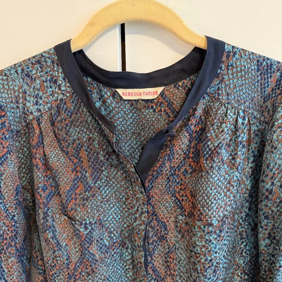 Rebecca Taylor Python Print Silk Button Down Top 8 - Picture 4 of 4